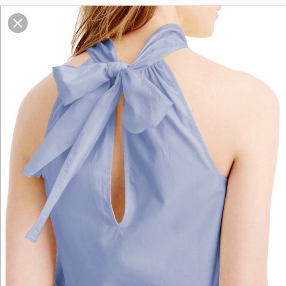 J Crew Oxford Cotton tie neck top